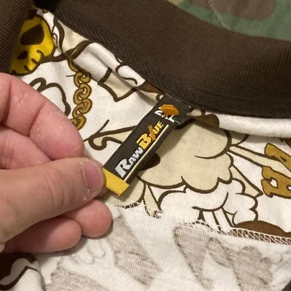 Raw Blue cartoon all over print polo vtg y2k baggy grunge size 2XL/25.5 - Picture 2 of 8